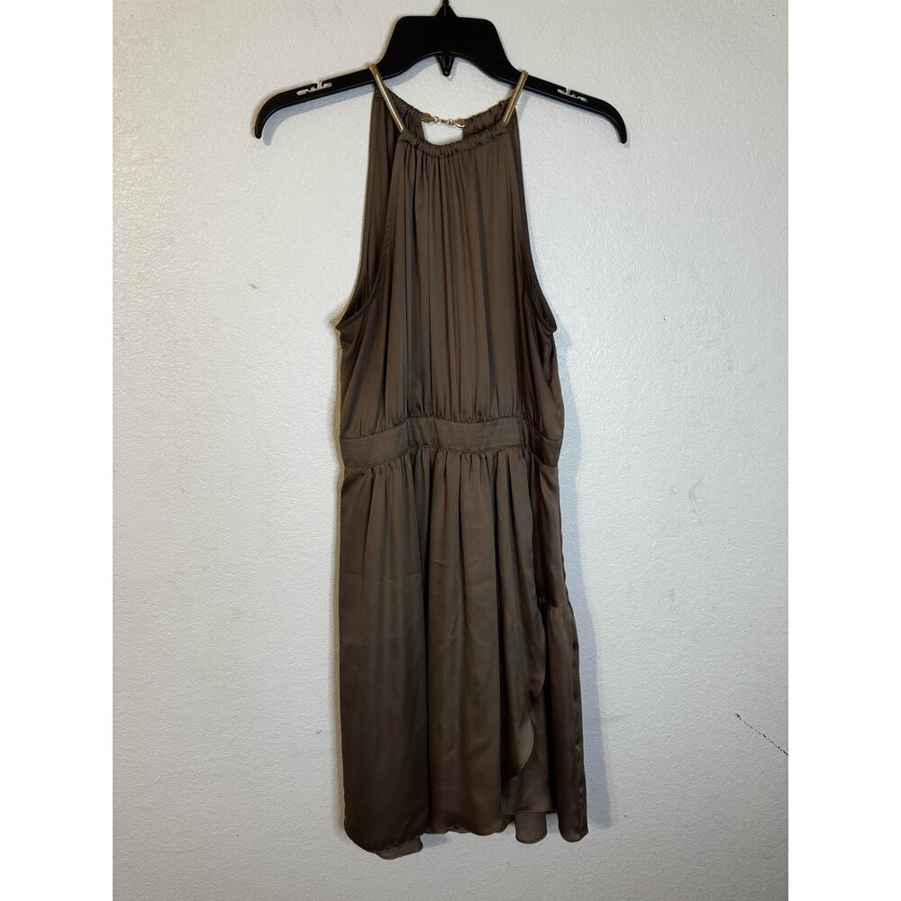 Maggy‎ London Dress Halter Cocktail Evening Size 8 Bronze Gold